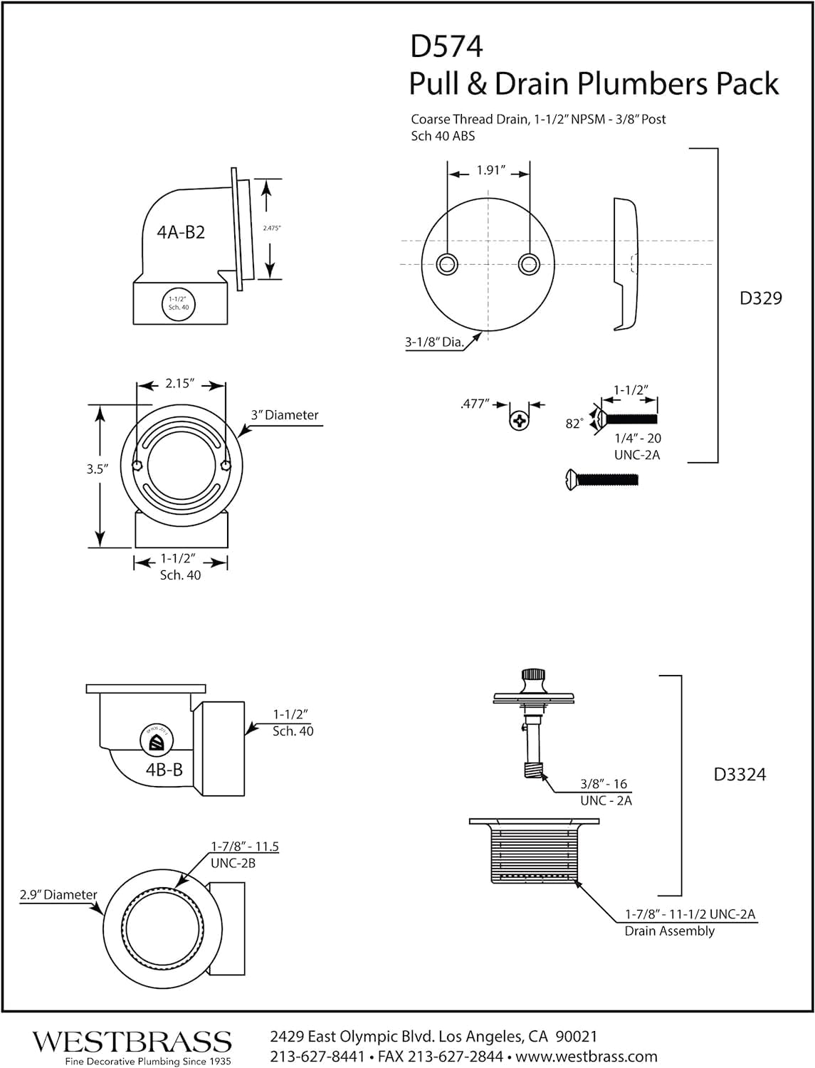 Westbrass D574-20 Paquete de Fontanero, Metalizado
