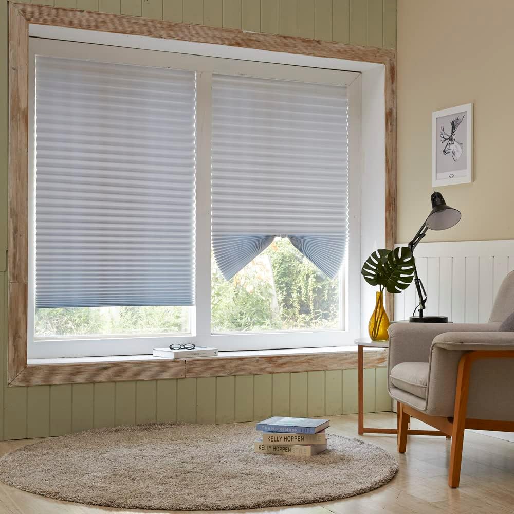 Foiresoft No Tools Pleated Fabric Shades, Temporary Window