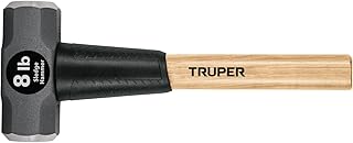 Truper 8 lb Sledge Hammer, 16-Inch American Hickory Wood Handle, Double-Faced Forged Steel Head, Heavy-Duty Compact Demolition and Construction Tool (Model MD-8H-16/33187)