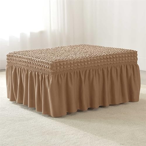 Miniatura 3 de Funda otomana rectangular con diseño de celosía de burbujas 3D, fundas protectoras de poliéster con falda elástica para taburete para sala de estar