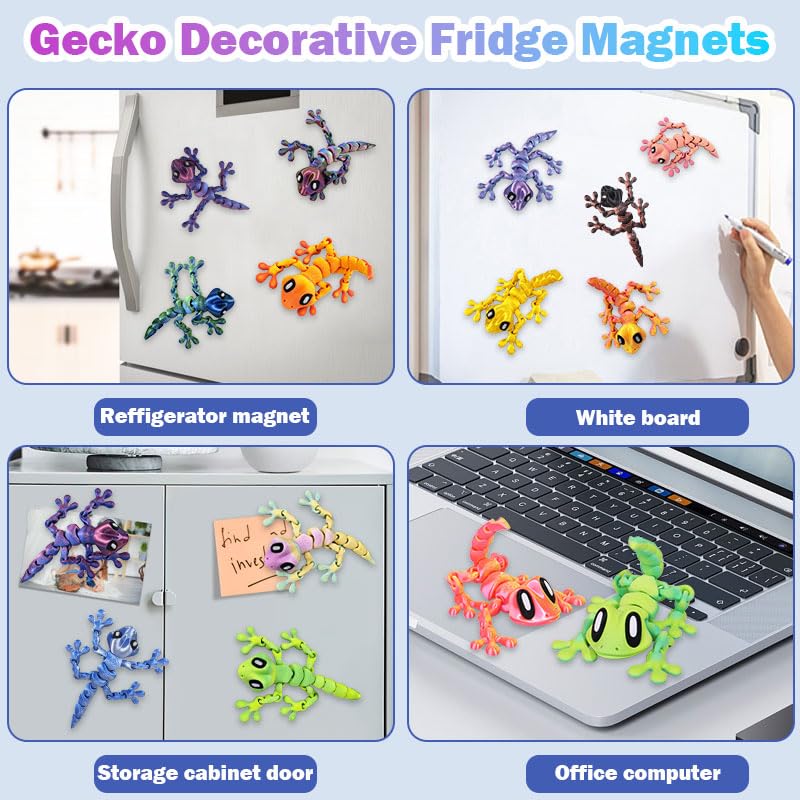 12 piezas iman gecko 3D para refrigerador colorido miniatura 5