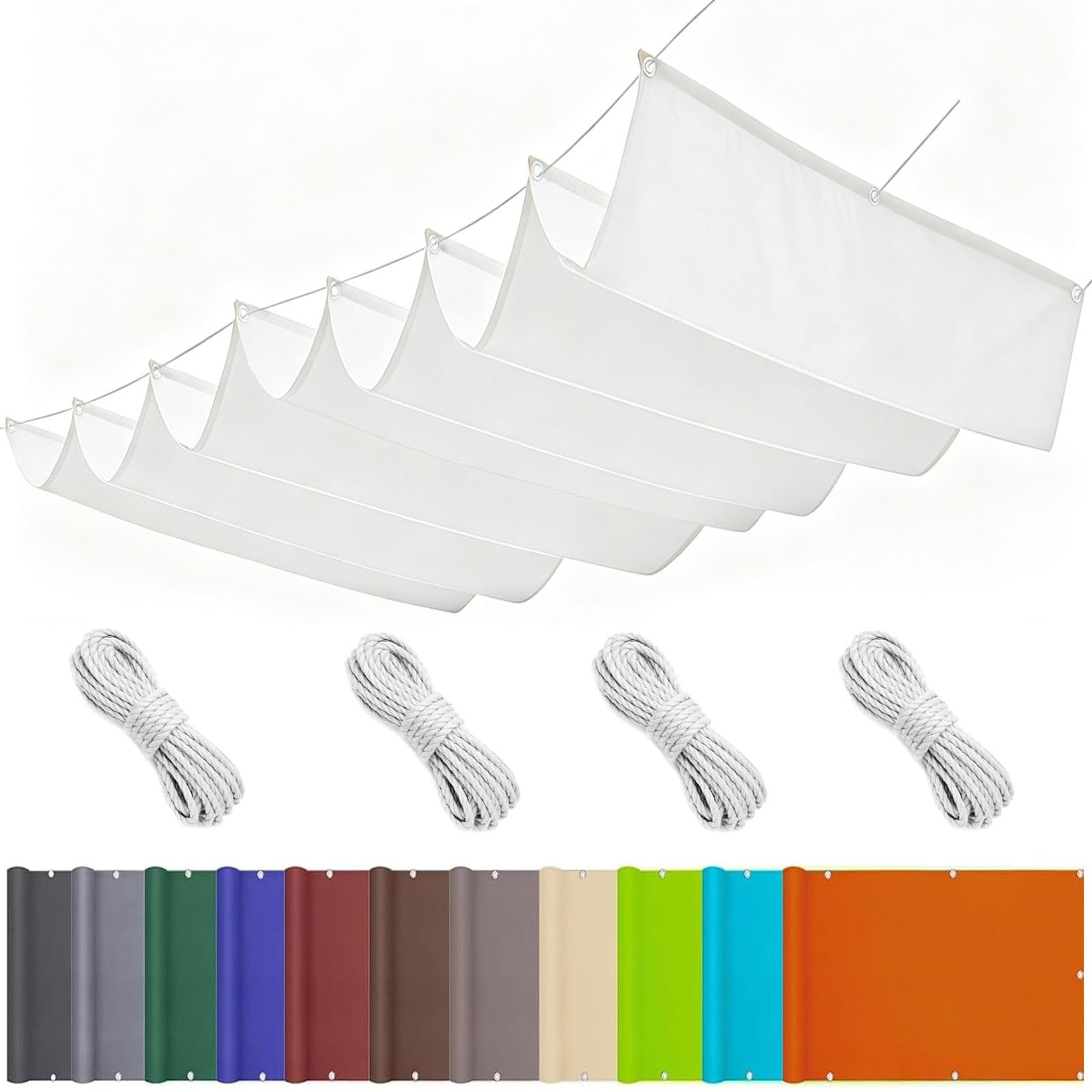 Voile ombrage rétractable 170x280 pour terrasse blanche