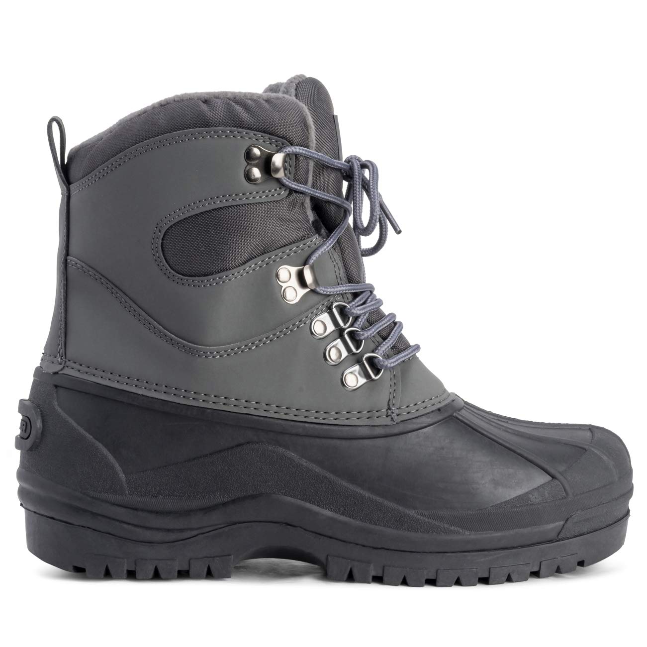 Polar Men’s Waterproof Snow Boots - Insulated Winter Walking Boots with Rugged Rubber Sole, Lace-Up Closure & Fleece Lining - Durable Outdoor Cold Weather Footwear - Grey - UK9/EU43