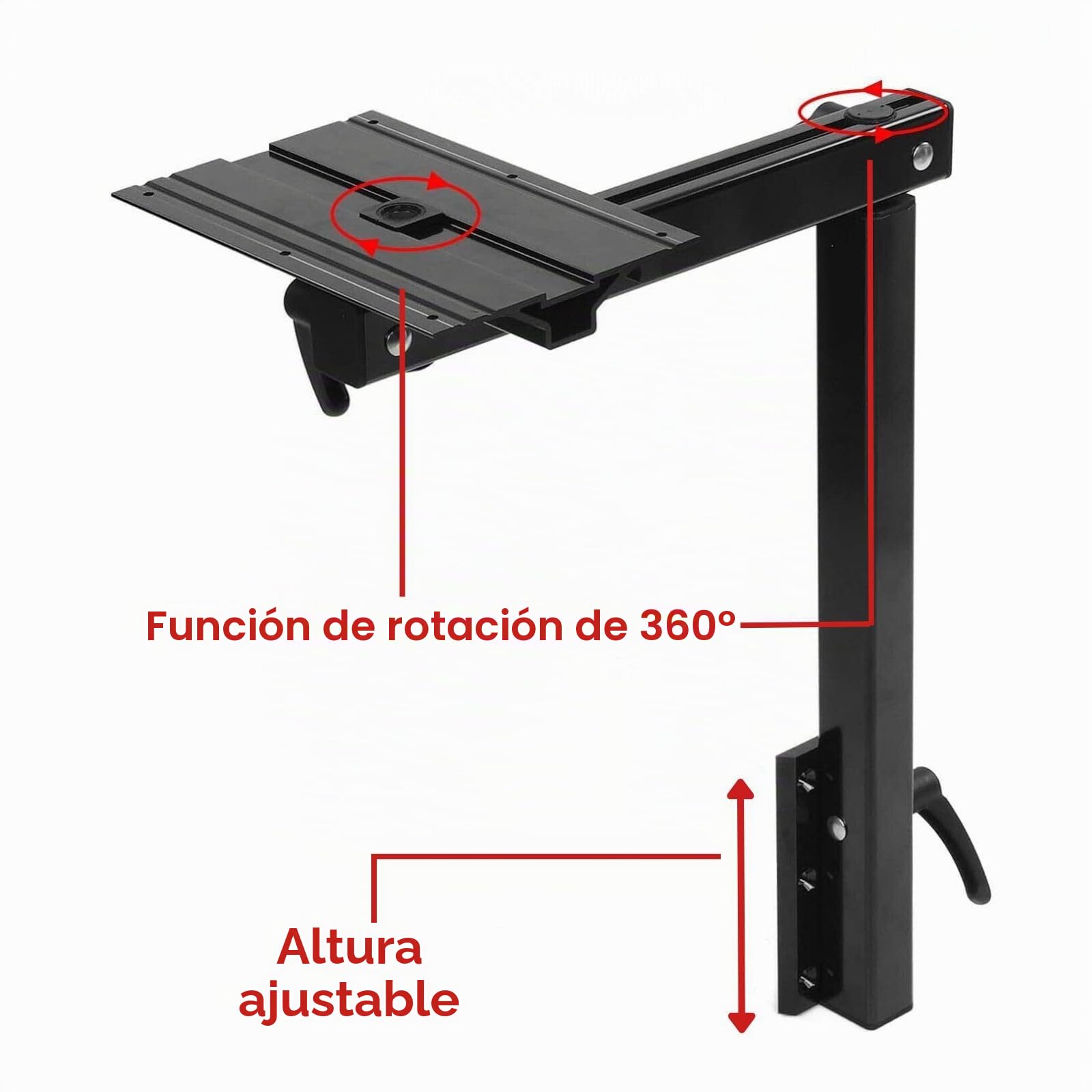Marvix Pata de Mesa Giratoria Desmontable de 360 Grados Negro Base Extraíble Sistema de Patas RV para Furgoneta Camper T5 T6 Caravana Autocaravana Barco