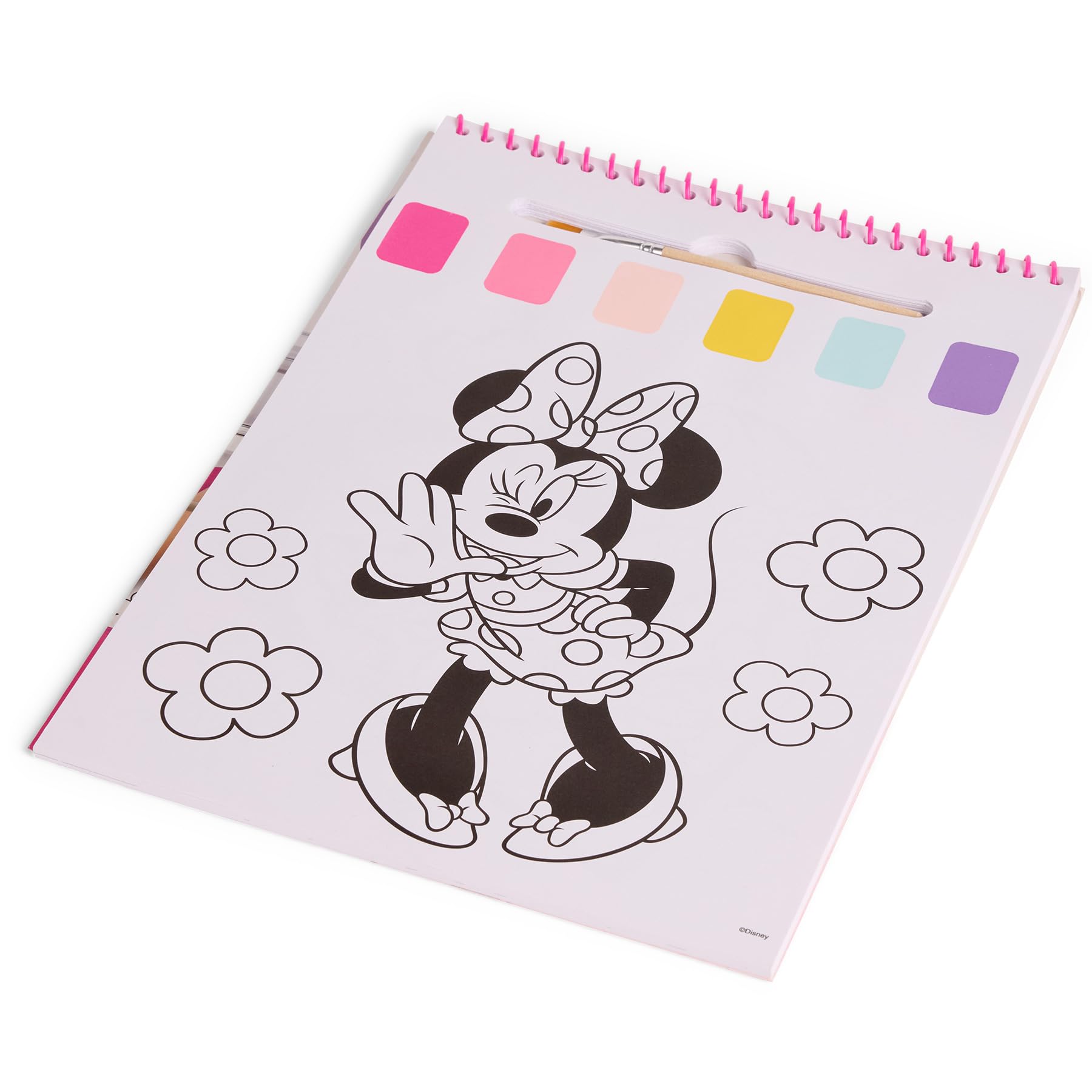 Disney Junior Minnie Mouse - Książeczka do Malowania Wodą z Pędzelkiem - 24 Magiczne Obrazki - Dla Dzieci od 3 Lat (MM24355)