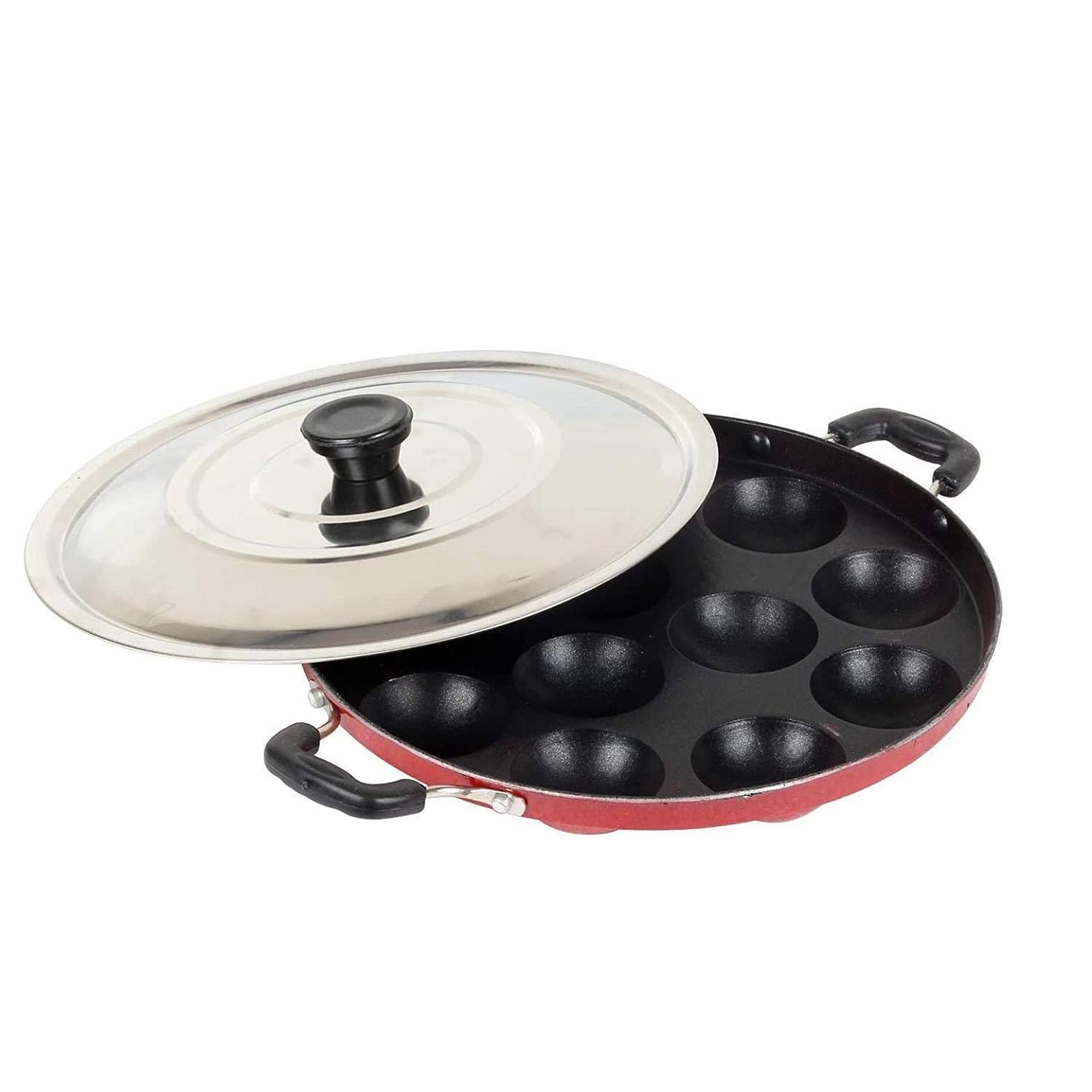 Appam Maker Non Stick with lid 12 pits, pan, Appe Maker with lid, paniyaram pan