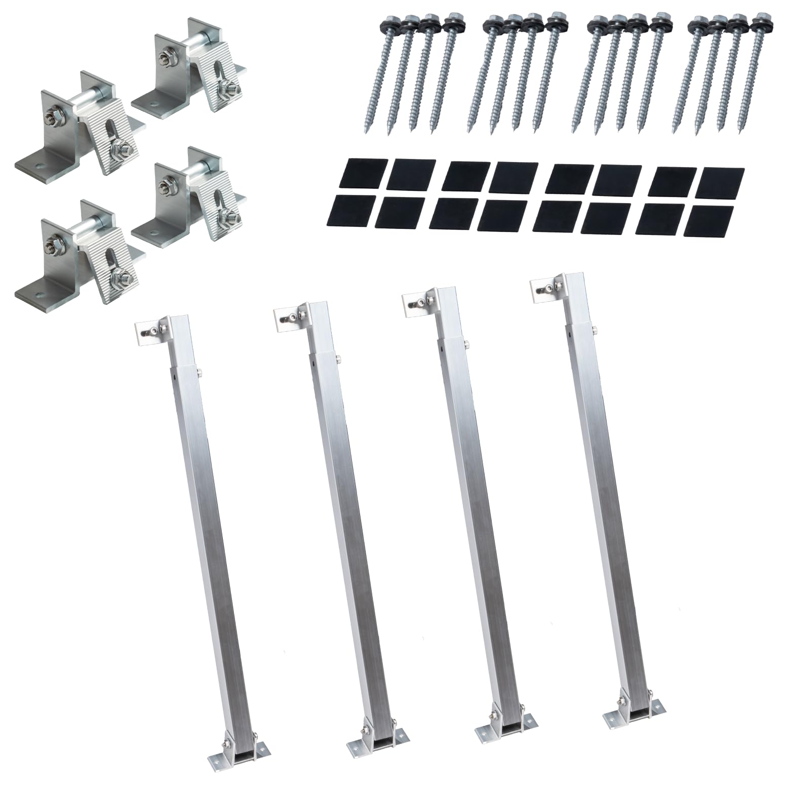 Solarmodul Halterung für Balkonkraftwerk Silber (30-60°) 2 Panele, Aufständerung für Solarpanel, Verstellbare Solar Halterung, Aluminiumrahmen für Photovoltaikanlagen, Wetterfest und Robust, 19% Mwst