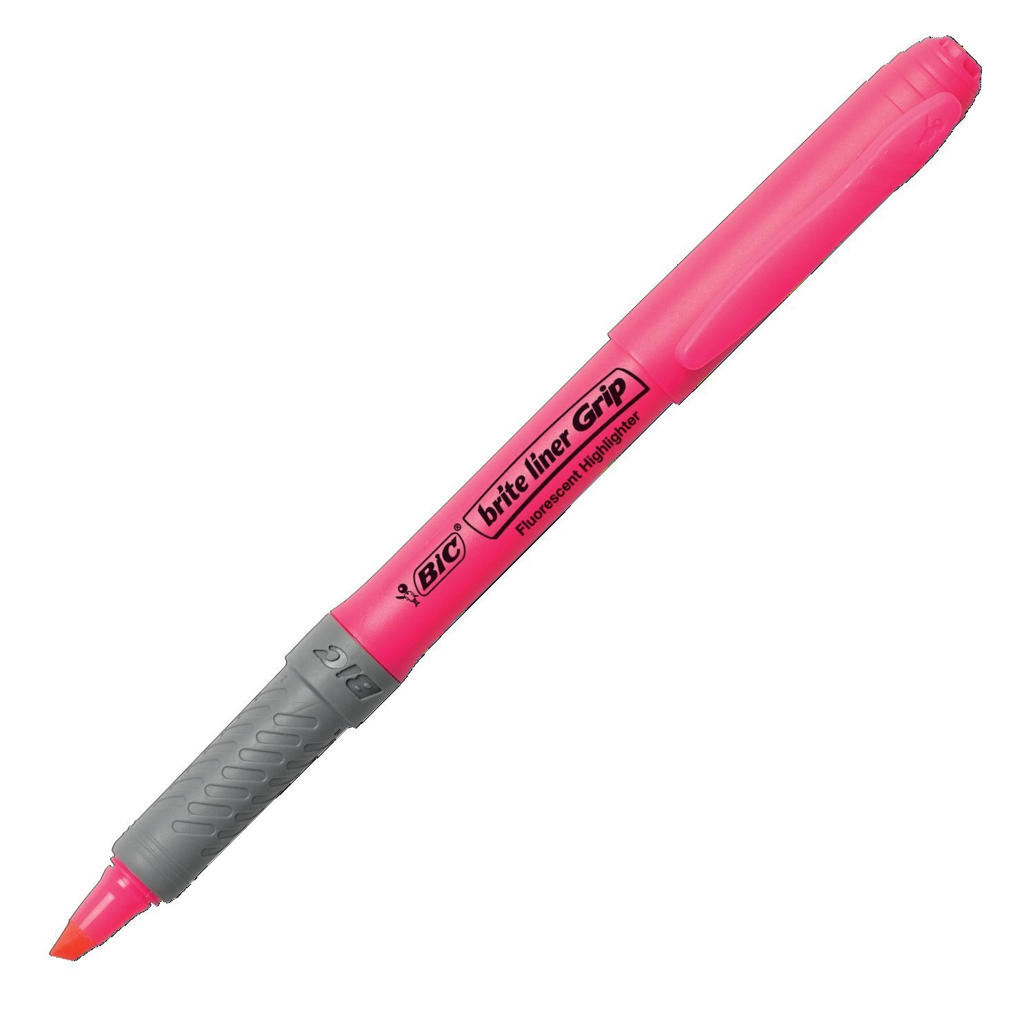 BIC Surligneur Brite Liner Grip, pointe biseautée, couleurs fluorescentes, 5/Lot