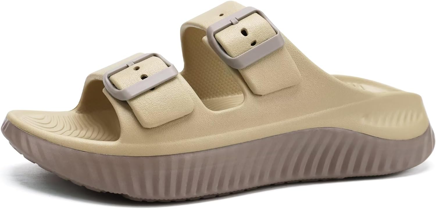 KuaiLu Womens Recovery Sandals With Comfortable Plantar Fasciitis Arch Support, Orthotic Adjustable Thick Cushion Sport Slides Reduces Stress on Feet, Joints & Back Post-Exercise