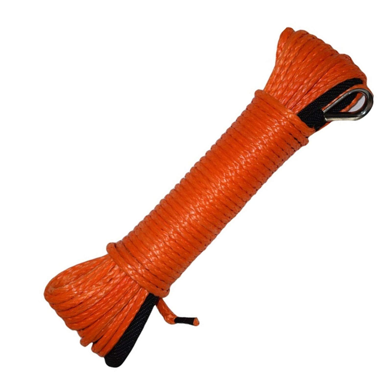 Winch Rope, 5mm*15m Orange Synthetic Winch Rope Add 4000lbs Hawse Fairlead,ATV Cable,Off Road