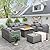 60000 BTU Wicker Gas Fire Pit Outdoor Fire Pit Table 45 Inch Fire Pits for Outside with Woodgrain Marble Tabletop Fire Pit Cover and Blue Crystal Beads