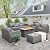 60000 BTU Wicker Gas Fire Pit Outdoor Fire Pit Table 45 Inch Fire Pits for Outside with Woodgrain Marble Tabletop Fire Pit Cover and Blue Crystal Beads