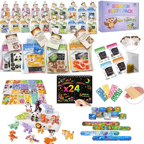 EL MOCHUELITO Regalos Cumpleaños Niños Colegio – Pack 24 Invitados con Pulseras Slap, Puzzle 3D Animales y Libretas Scratch Art con Lápiz y Plantilla – Detalles Cumpleaños Infantil para Repartir EL MOCHUELITO Regalos Cumpleaños Niños Colegio – Pack 24 Invitados con Pulseras Slap, Puzzle 3D Animales y Libretas Scratch Art con Lápiz y Plantilla – Detalles Cumpleaños Infantil para Repartir