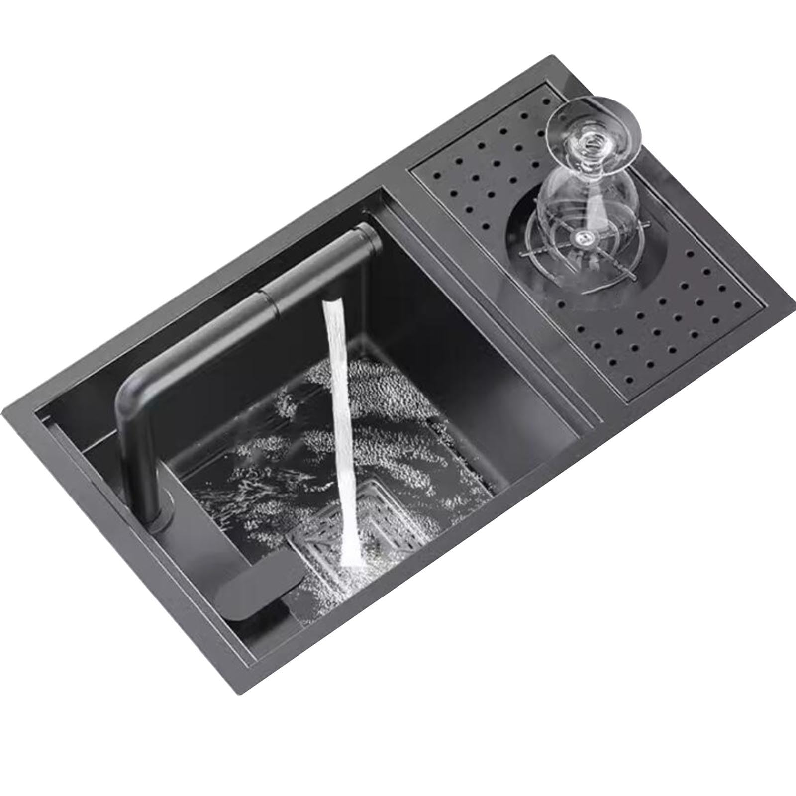 Fregadero de acero inoxidable 55x32 cm con tapa oculta y un seno para cocina de bar y hogar