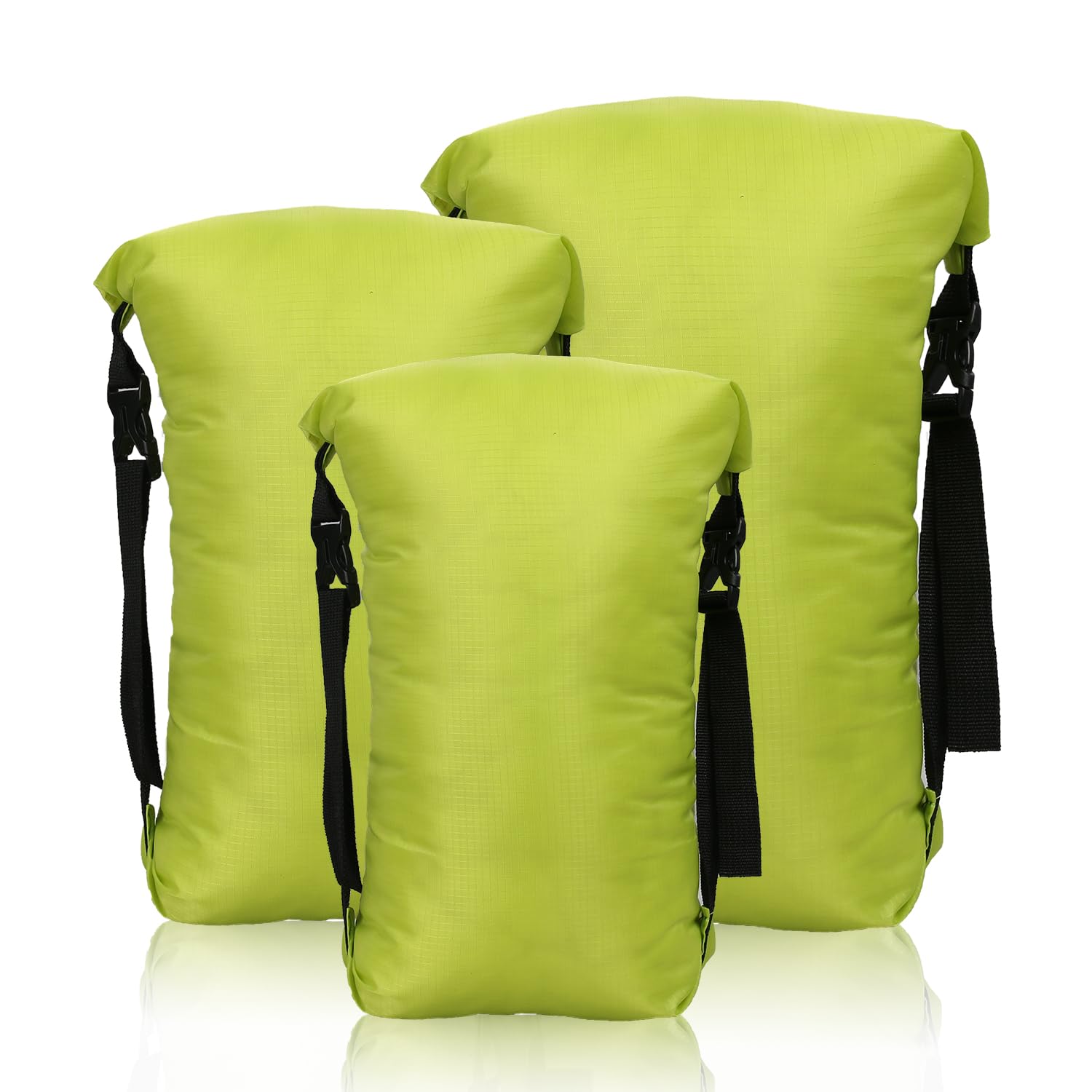 Hosifiy Compression Sack, 5/8/11L 210T Polyester Taffeta Compression Stuff Sack for Sleeping Bag Camping Outdoor Hiking Backpacking Travel (Yellow Green 3Pcs)