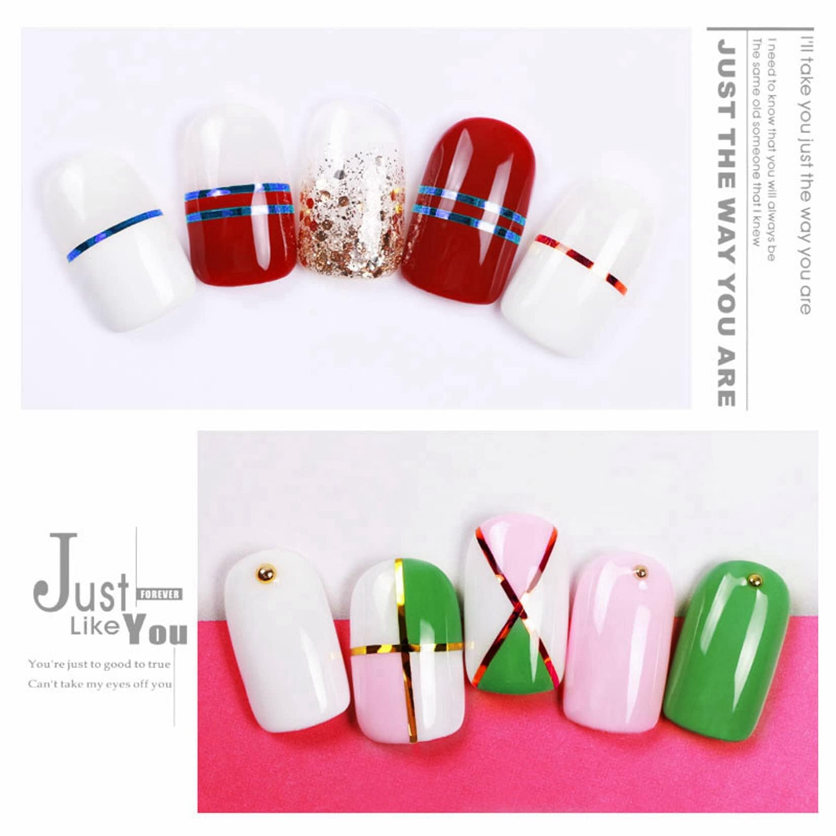 Lignes De Ruban Adhésif À Rayures Nail Set 6 Rouleaux Laser Nails Décalcomanies Rayures Auto-adhésives 1 Mm Accessoires D'art pour Le Salon De Manucure