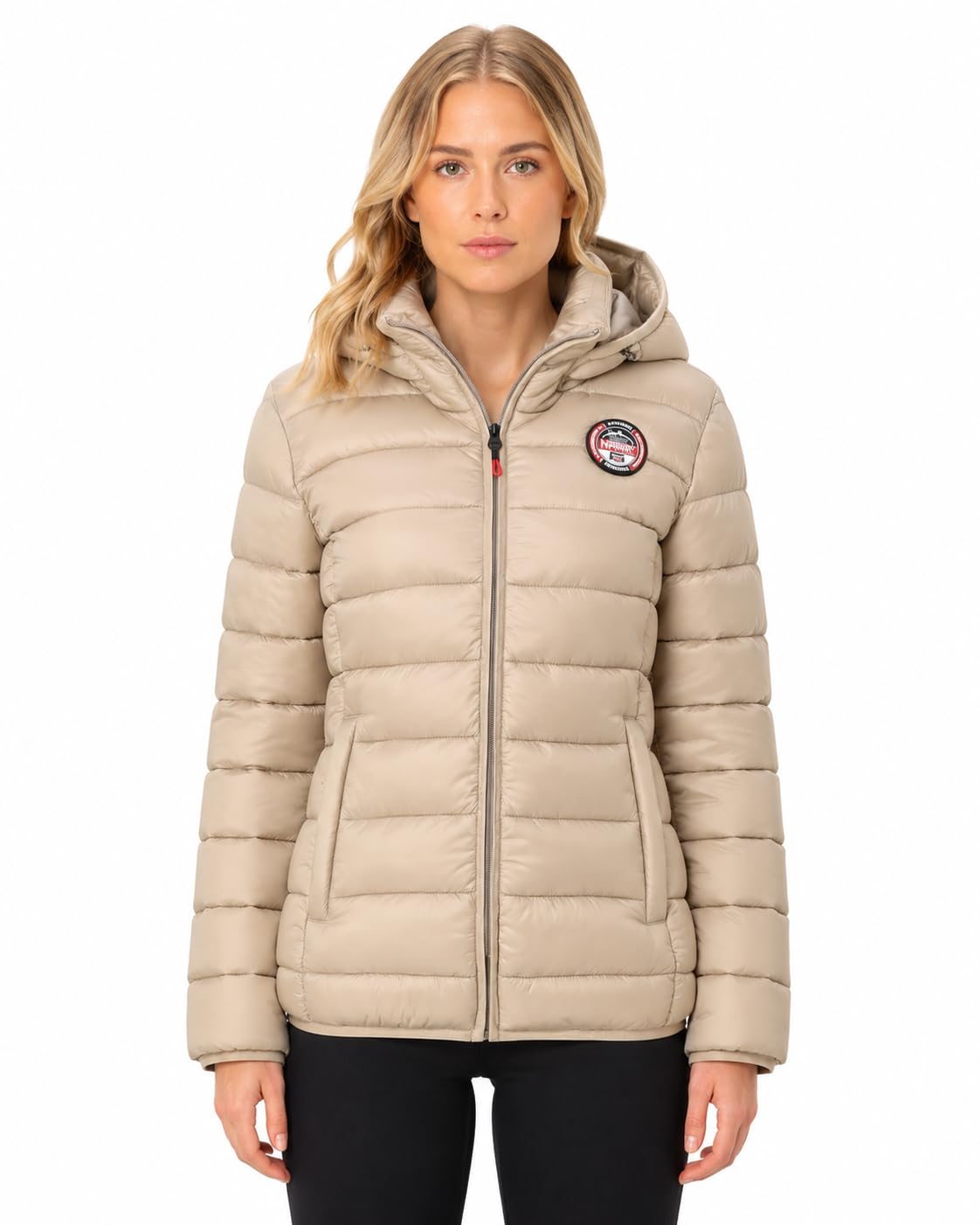 Geographical Norway Atikabadge Lady Hood Chaqueta Acolchada Ligera Mujer con Capucha Cortavientos Poliamida Cremallera Completa Bolsillos Prácticos