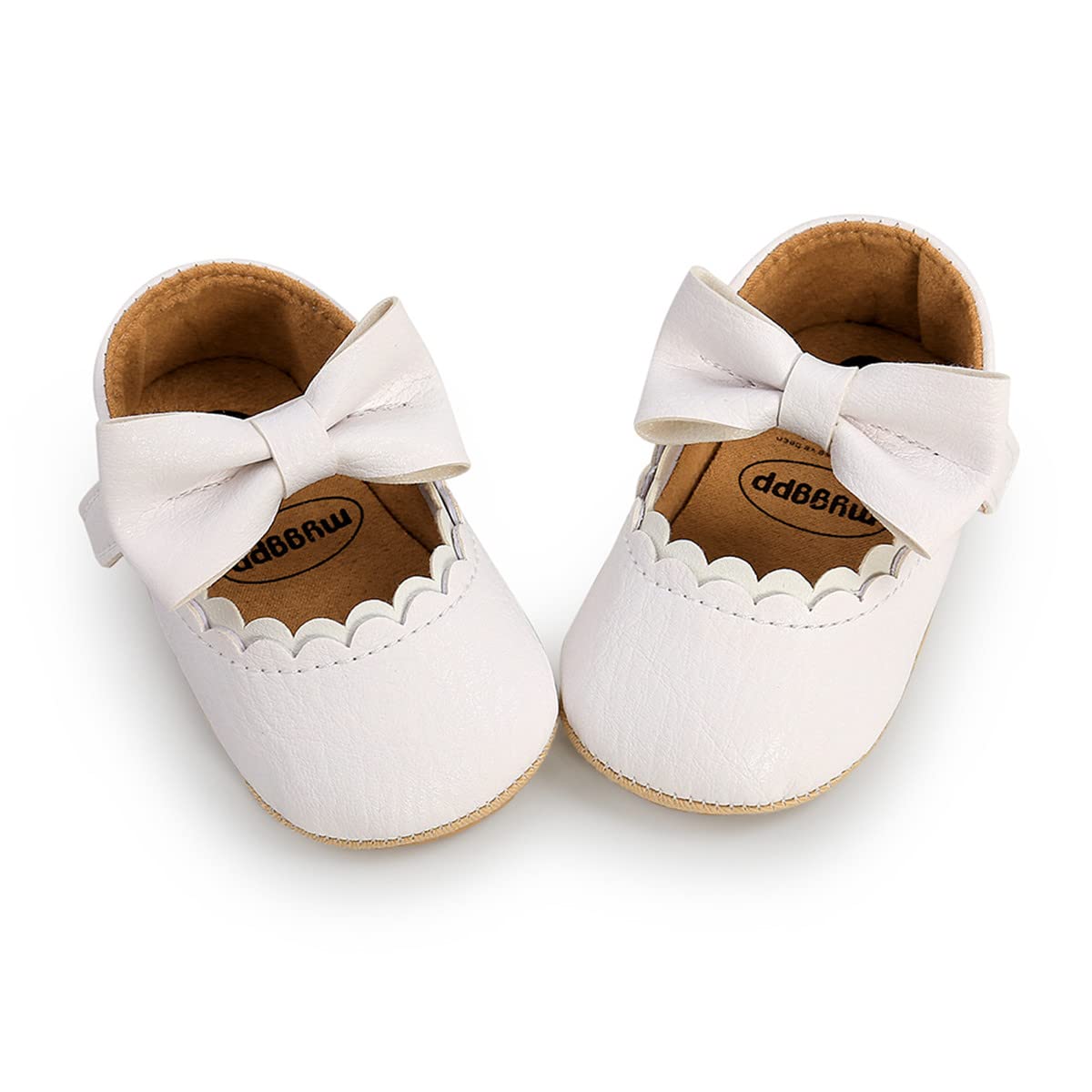 LAFEGEN Zapatos para bebé niña cuero sintético, suela de goma antideslizante para recién nacidos y niños pequeños, 12 blanco, 12-18 mois