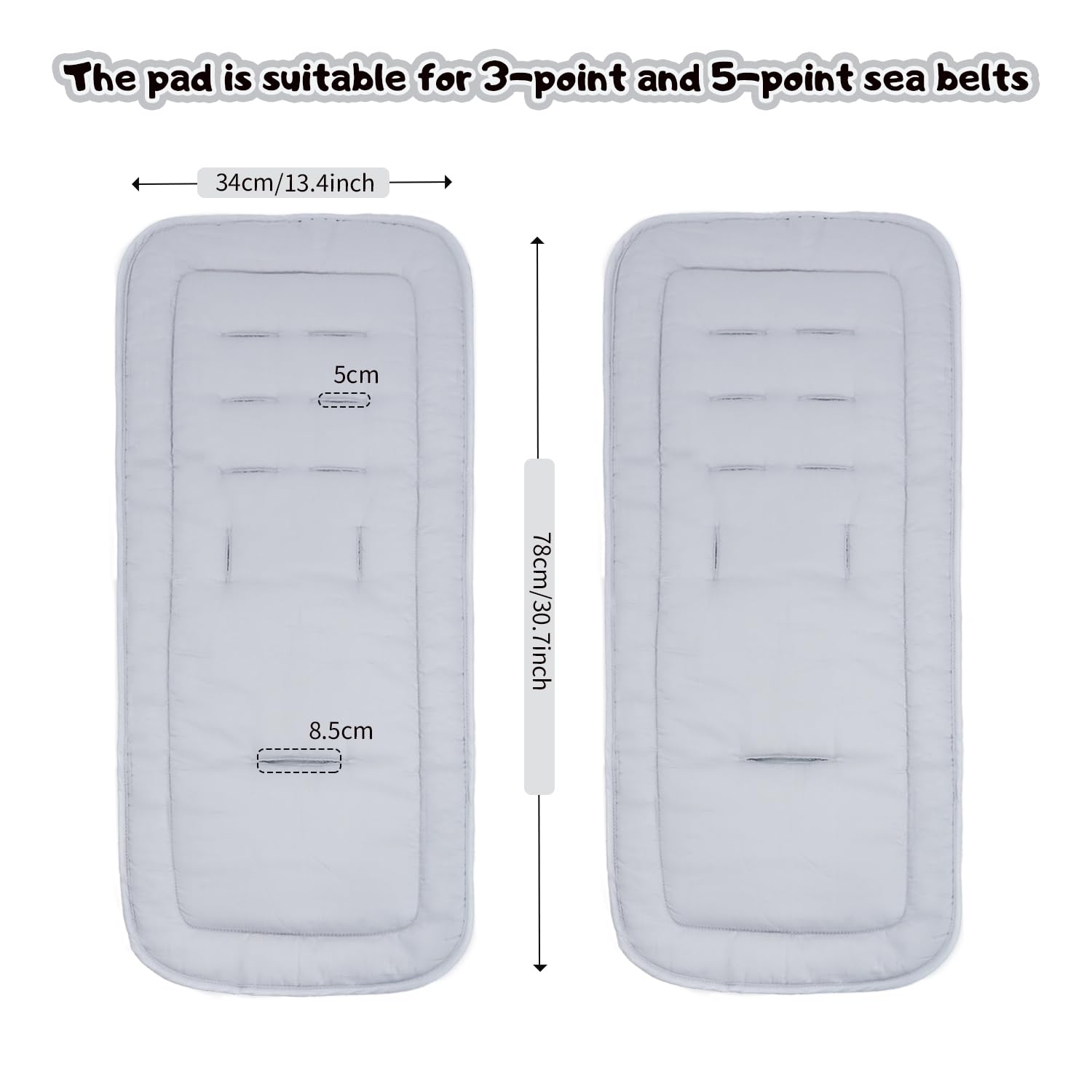 Stroller Cushion for Baby, Cotton Stroller Seat Liners Universal Stroller Cushion Pad for Toddler 34x78cm, 1 Pack (Grey)