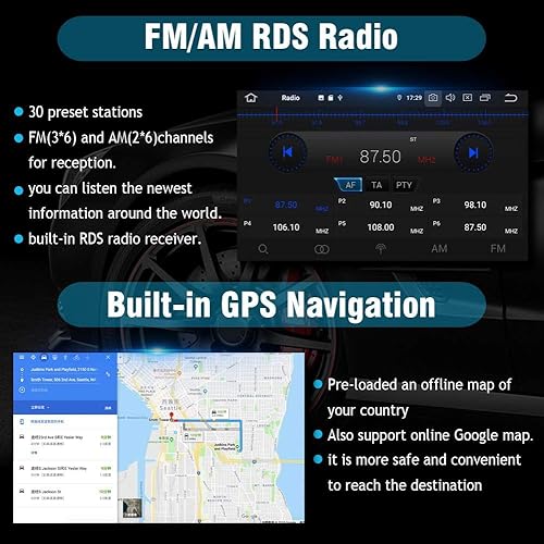 Miniatura 6 de SYGAV Estéreo de coche Android para 2014-2016 Toyota Corolla Radio Android Auto inalámbrico Carplay 10.2 pulgadas HD pantalla táctil GPS unidad