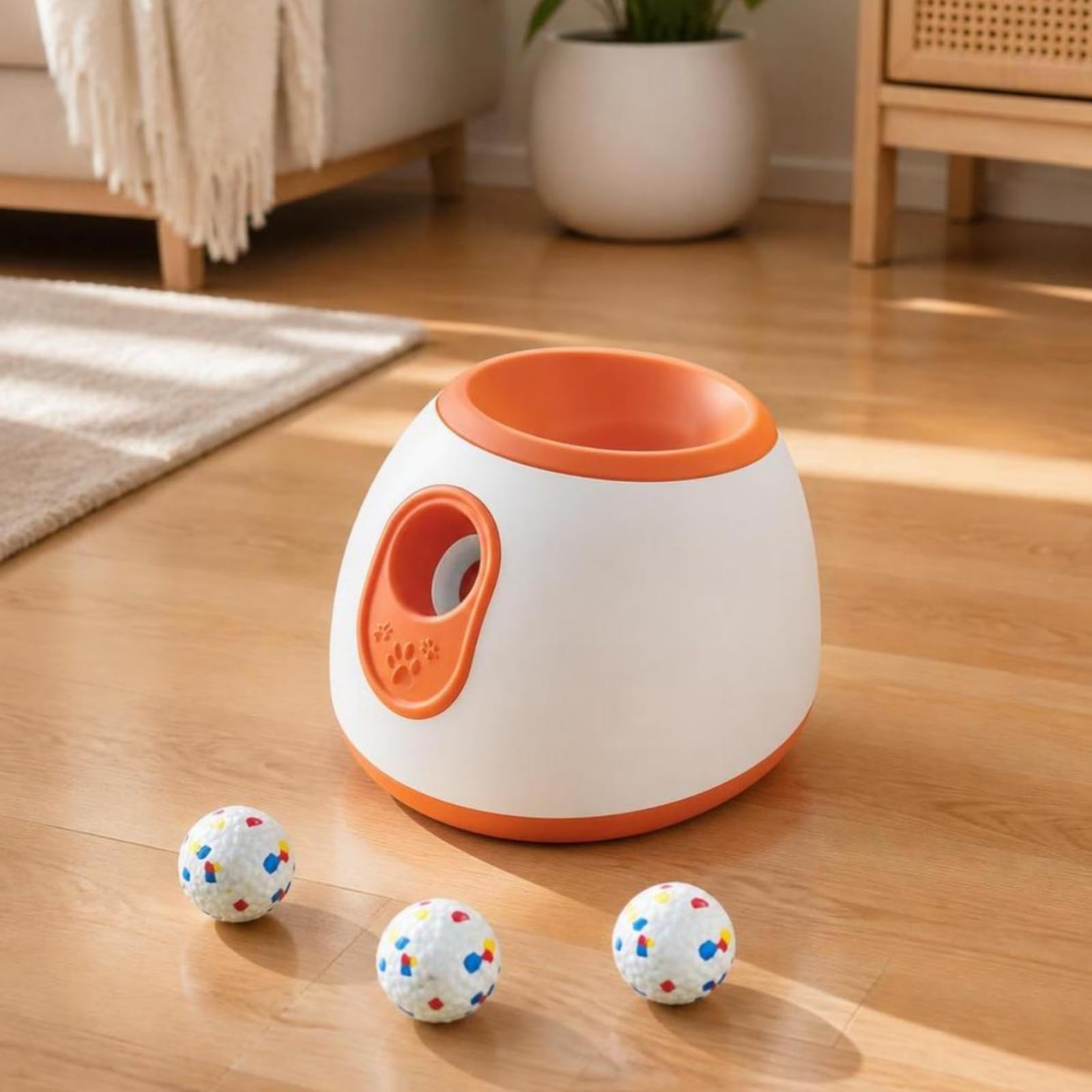 Lanciapalle Automatico Cane Gioco Interattivo Macchina Lancia 3 Palline Morbide in Schiuma Alloggiamento Tondo in per , Grigio , Lancia Palline Automatico Per Animali Domestici, Specifica Europea 220V