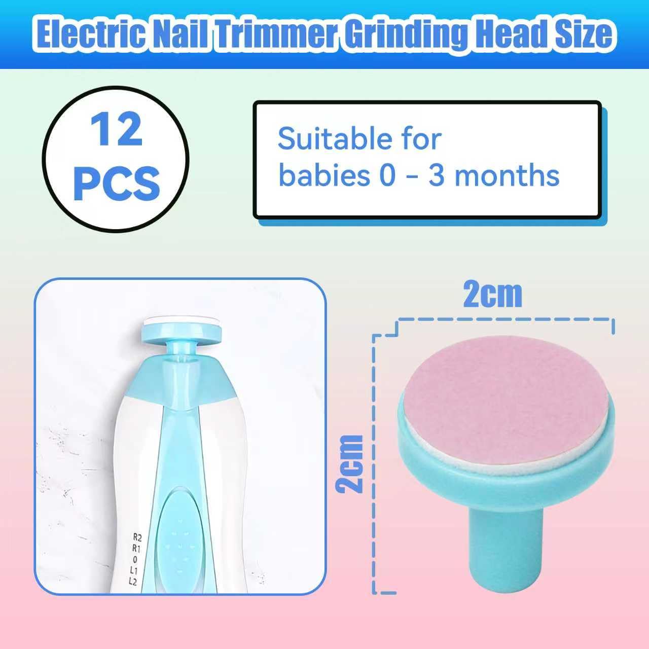 12 Pieces Baby Nail File Pads Nail Trimmer Replacement Pads Electric Baby Nail Grinding Heads for Standard Electric Kid Nail Trimmer Suits to Newborn Infant Toddler (Pink) - Image 2