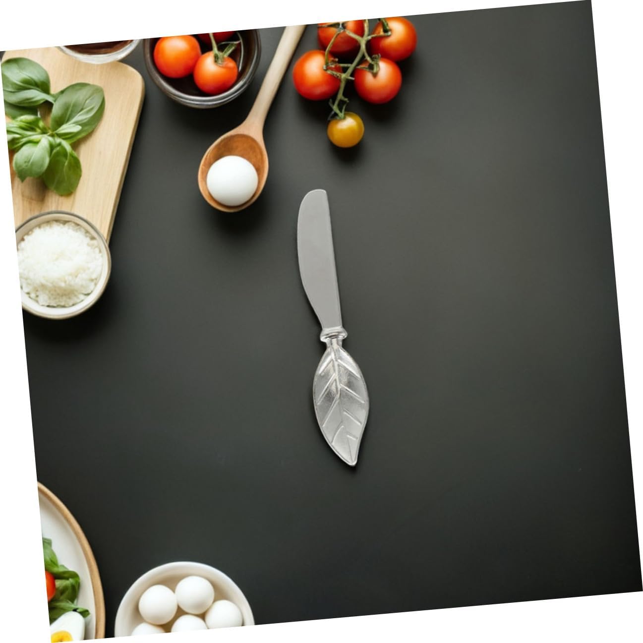 Luxshiny 4pcs Leaf Butter Knives Zinc Alloy Silver for Weddings Parties