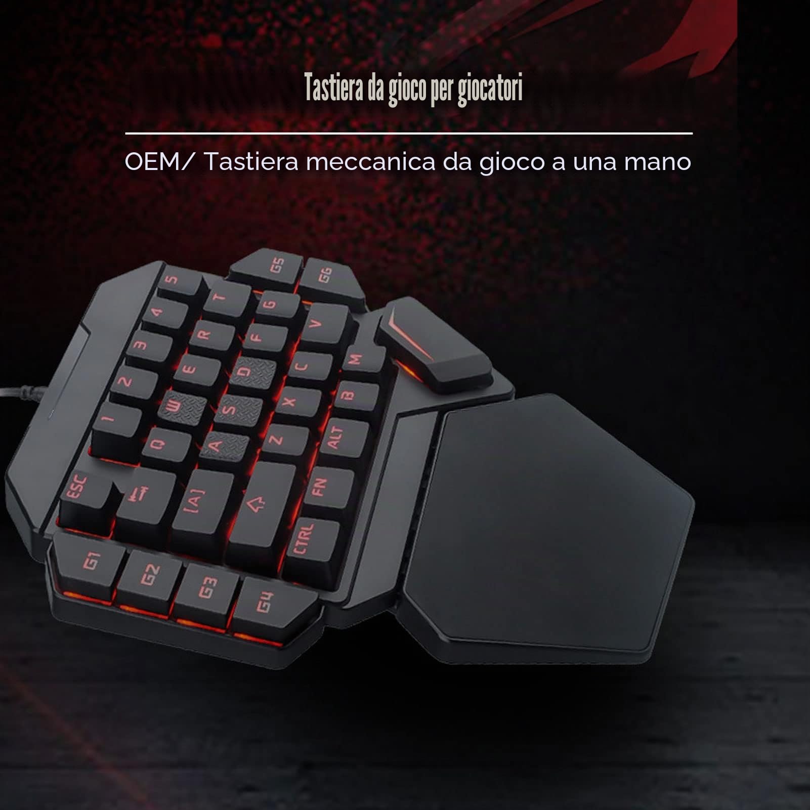 Tastiera da Gioco con Una Mano, Retroilluminata RGB 35 Tasti, Controllo Sensibile Accurato, 6 Tasti Programmabili, Design Ergonomico, Mezza Tastiera per PC Gamer