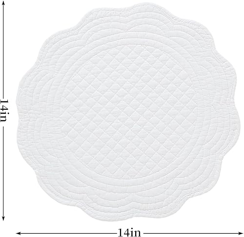 Miniatura 8 de Juego de 6 manteles individuales acolchados 100% algodón, lavables y redondos, para mesa de cocina y comedor, manteles individuales reversibles