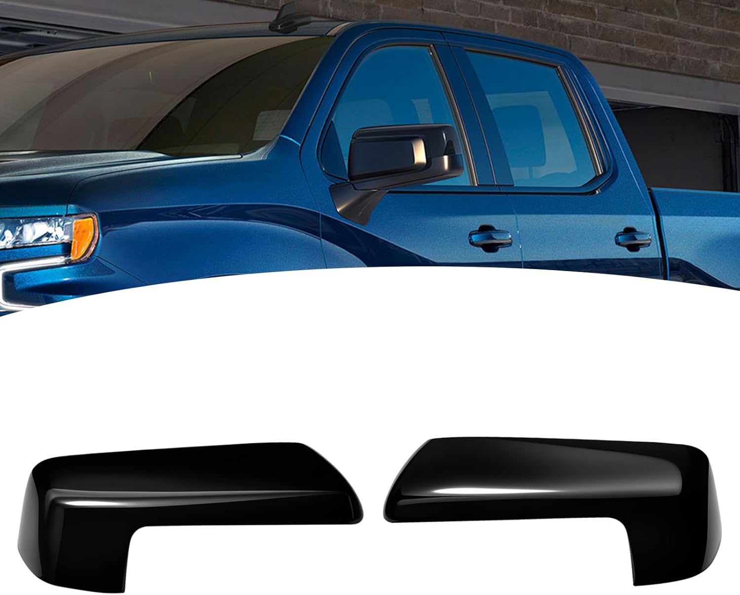 Gloss Black Side Rearview Mirror Cover Cap Compaitble with 2019 2020 2021 2022 2023 2024 Chevy Silverado 1500 GMC Sierra 1500