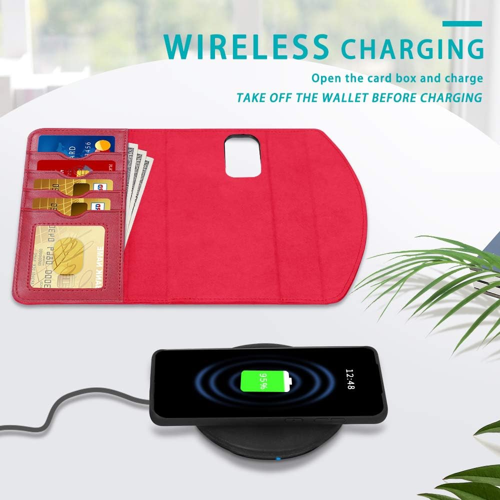 FYY Case for Samsung Galaxy S20 5G 6.2", 2-in-1 Magnetic Detachable Wallet Case [Wireless Charging Support] with Card Slots Folio Case for Galaxy S20 5G 6.2 inch 2020 Red