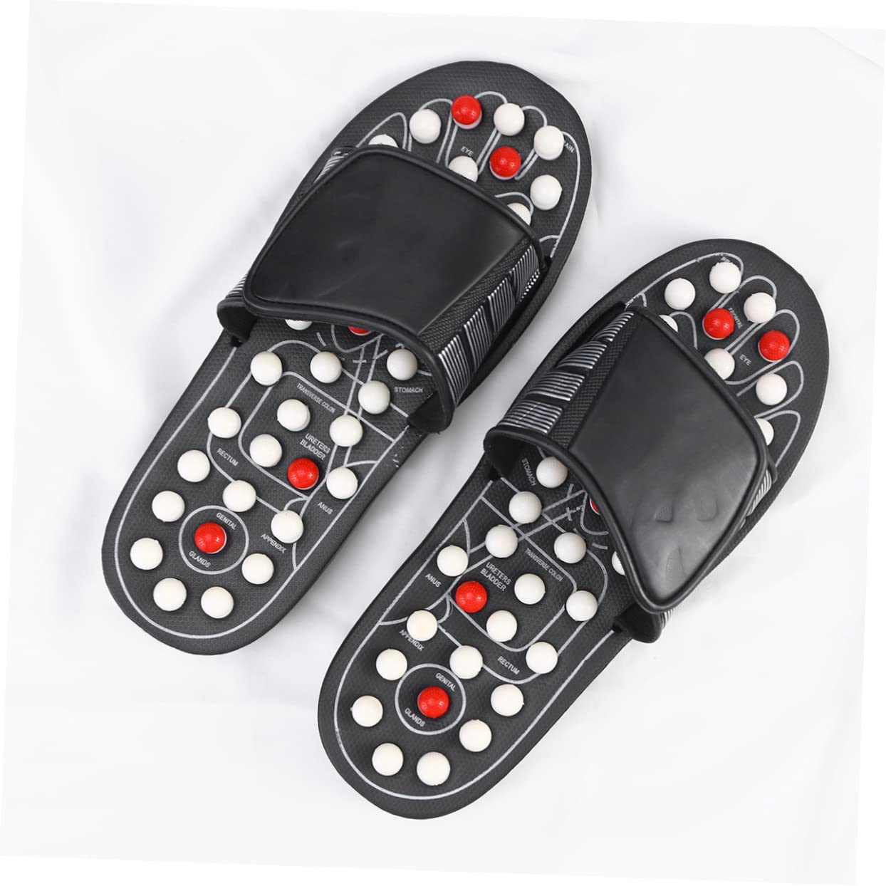 Anneome Fußgesundheits-massagehausschuhe Tai Chi Rotationsmassage Schuhe Mit Akupressurpunkten Für Männer Und Frauen Entspannende Fußreflexzonenmassage Schwarzes Punktdesign