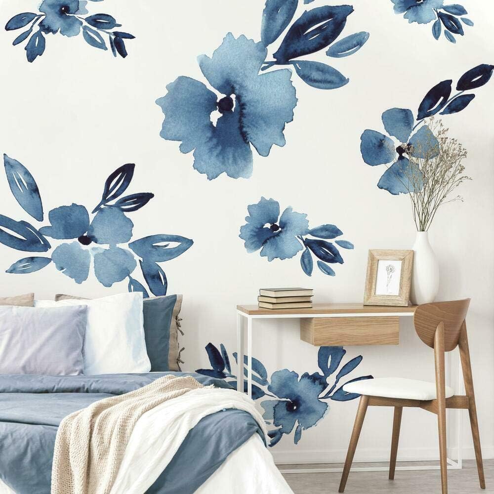 RoomMates RMK4579TBM Clara Jean April Showers Flowers Giant Peel and Stick Wall Decals , Blue