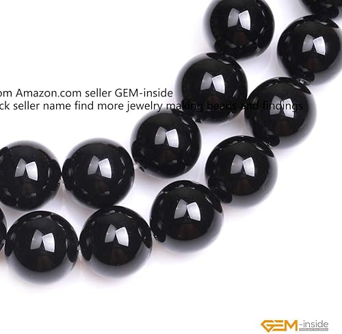 Miniatura 797 de GEM-Inside - Cuentas sueltas de piedra de lava negra natural de 0.315 in para hacer joyas, 15 pulgadas Cordierita de grado A