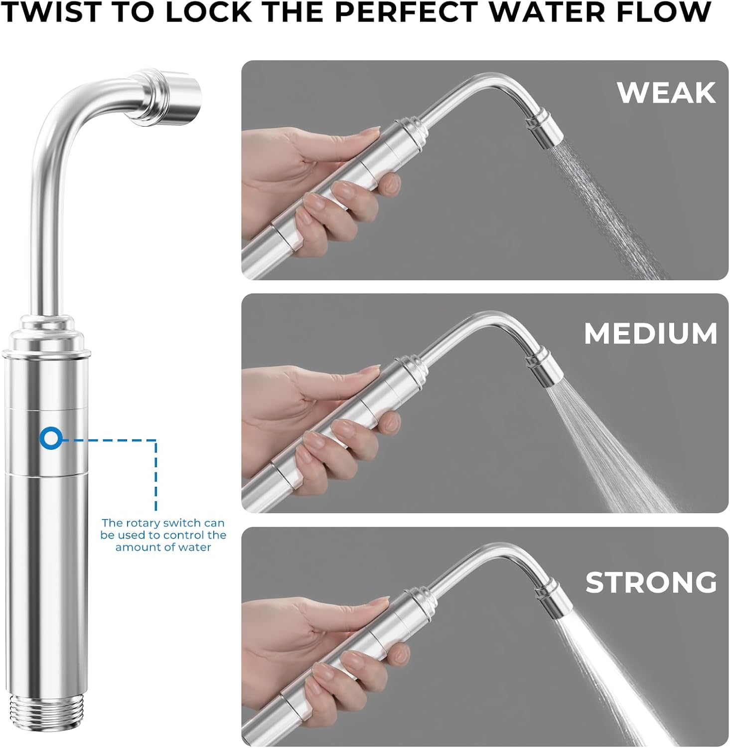 Handheld Toilet Bidet Sprayer for Toilet - Adjustable Flush Angle & Water Pressure for Bathroom Diaper Shower, All Brass Handheld Bidet Sprayer with Superior Complete Spray Hoses Kit (Sliver)