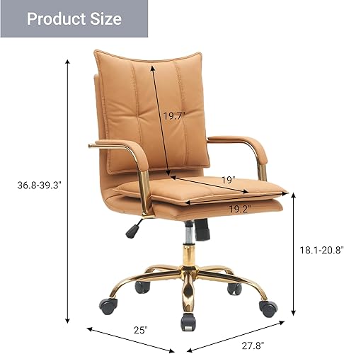 Miniatura 2 de Sillas de escritorio de cuero para la oficina en casa, silla de oficina cómoda, silla giratoria ajustable con respaldo medio con patas y brazos