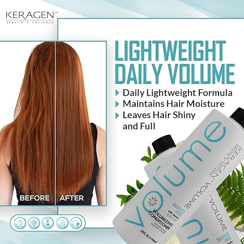 Miniatura 5 de KERAGEN - Acondicionador voluminizador para cabello fino con queratina y colágeno, sin sulfato de 32 onzas - Añade grosor, hidrata y mejora el