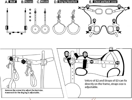 Miniatura 5 de VIDECOR Silla de ruedas ajustable para perro para patas traseras, sillas de ruedas para mascotas/perritos con patas traseras para discapacitados,