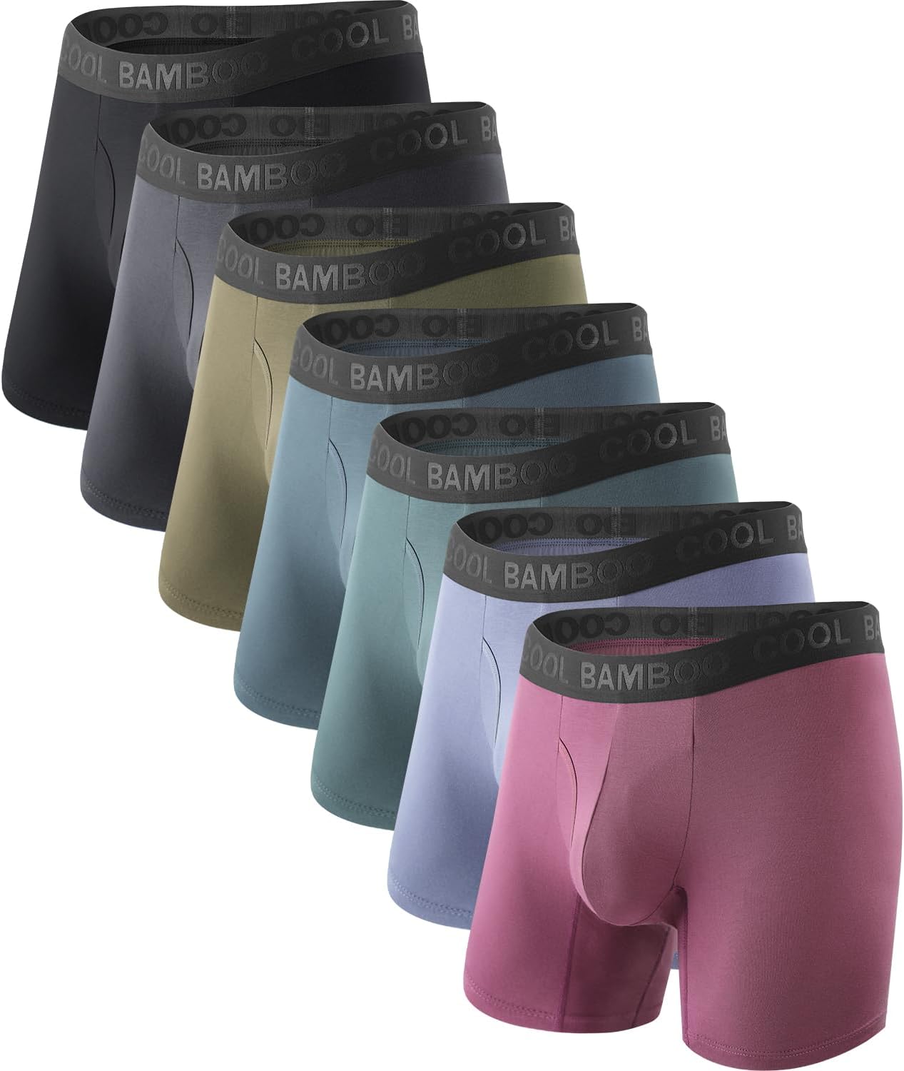 BAMBOO COOL Men's Soft Underwear,No Ride Up Boxer Briefs with Fly, Moisture Wicking & Breathable underwear for Men,Multipack