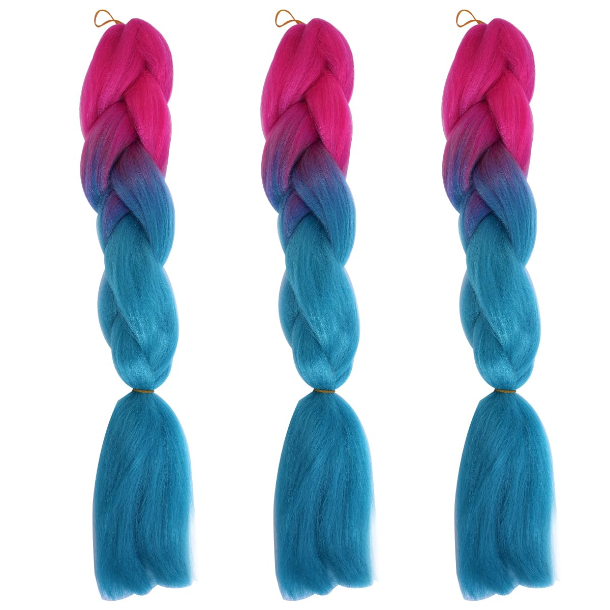 CENPEK 3 Pack Braiding Hair,Ombre Peach to Lake Blue Color Long 24Inch Braid Hair Extensions 100g/pc Synthetic Braiding Hair Kit