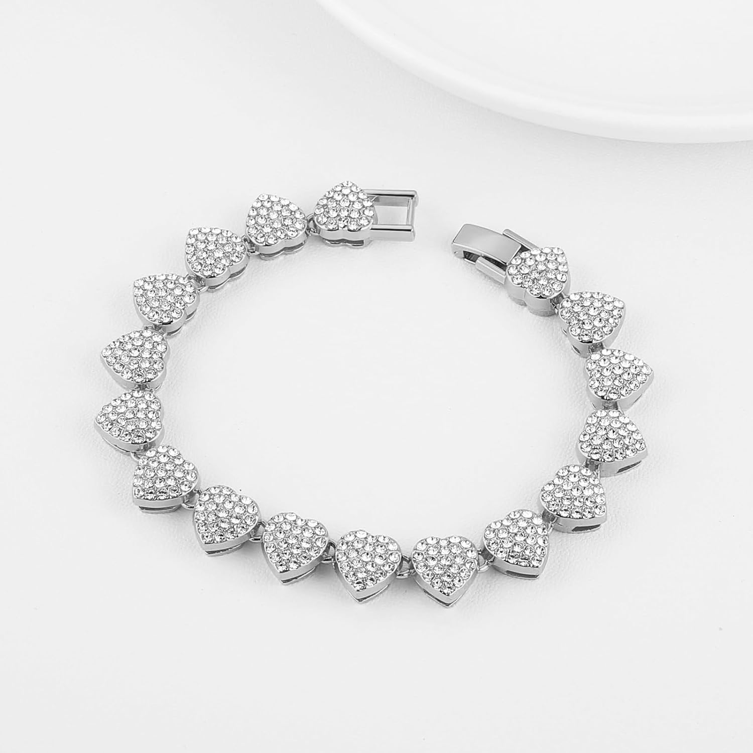 HZMAN Love Hearts Bracelet for Women Shiny Cubic Zirconia Link Bracelet Party Wedding Jewelry Gift - Image 4