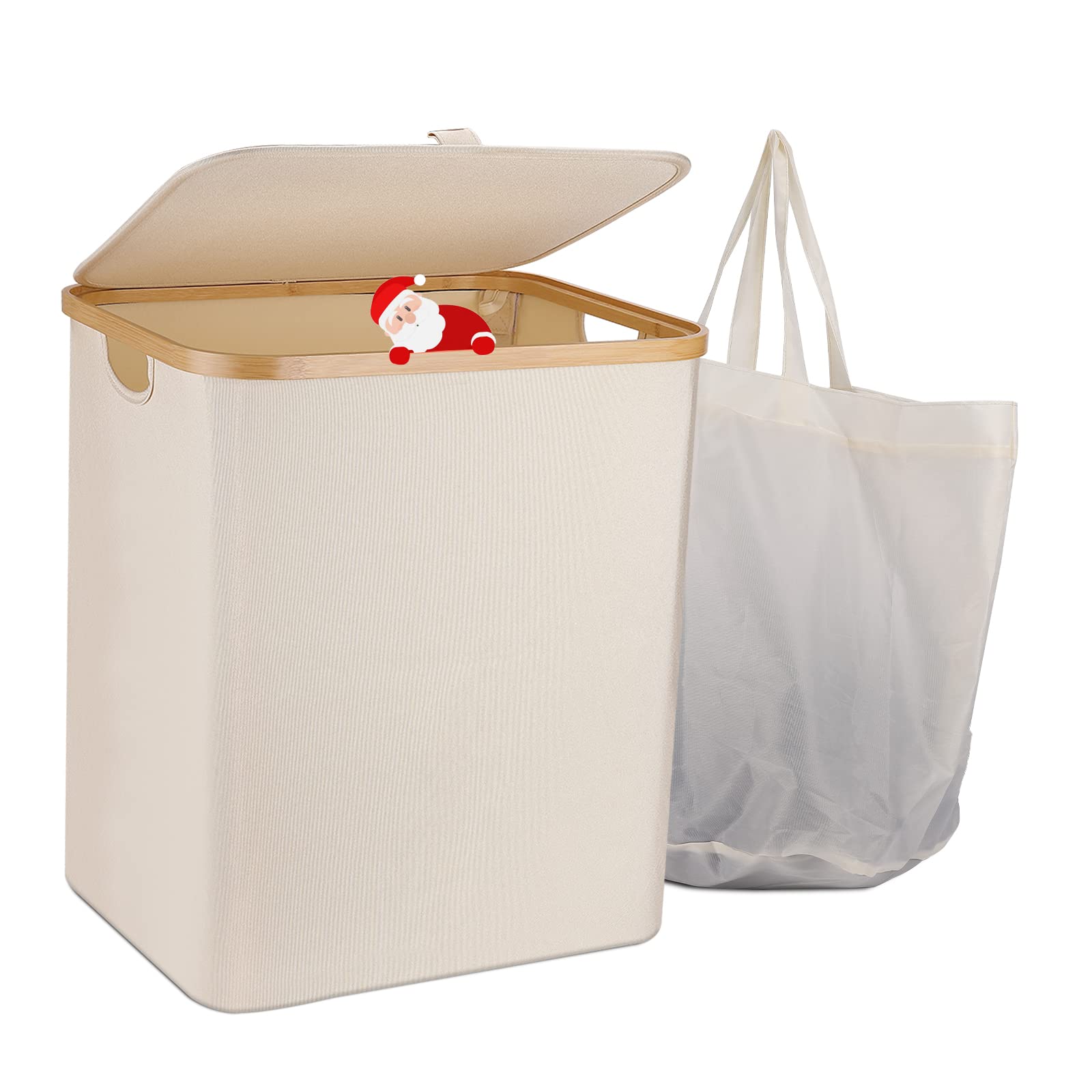 Laundry Basket with Lid, 60L Collapsible Large Laundry Hamper with Lid