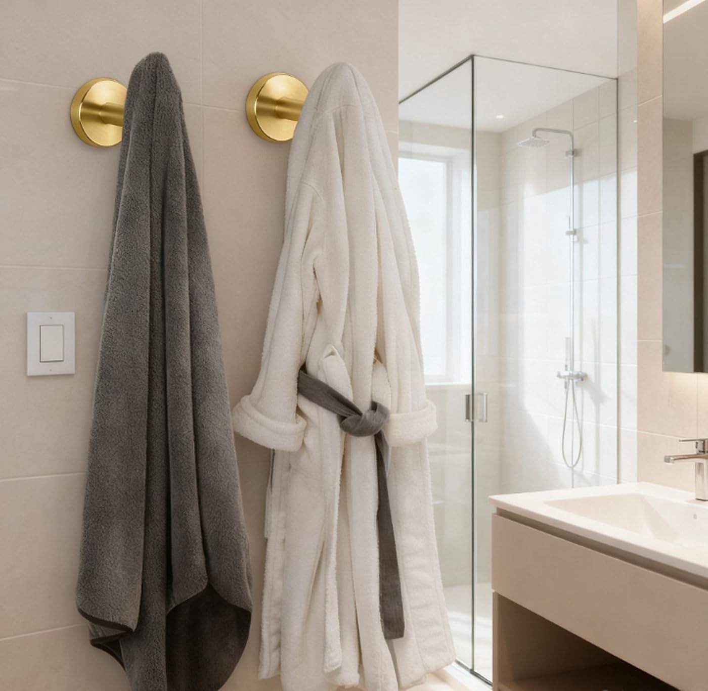 Wall Hooks Bathroom Towel Hook for Hanging Holder Shower Hooks Drilling