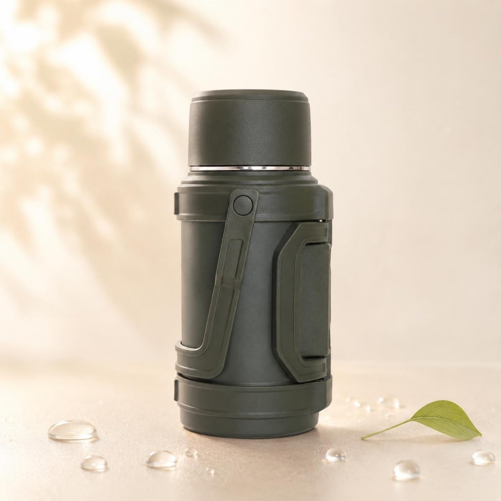 Milageto Borraccia Termica Maniglia Laterale Coperchio Nero Borraccia Termica Acciaio Inox Mantiene Caldo e Freddo Contenitore Isolato, Acciaio Inossidabile, 2 L