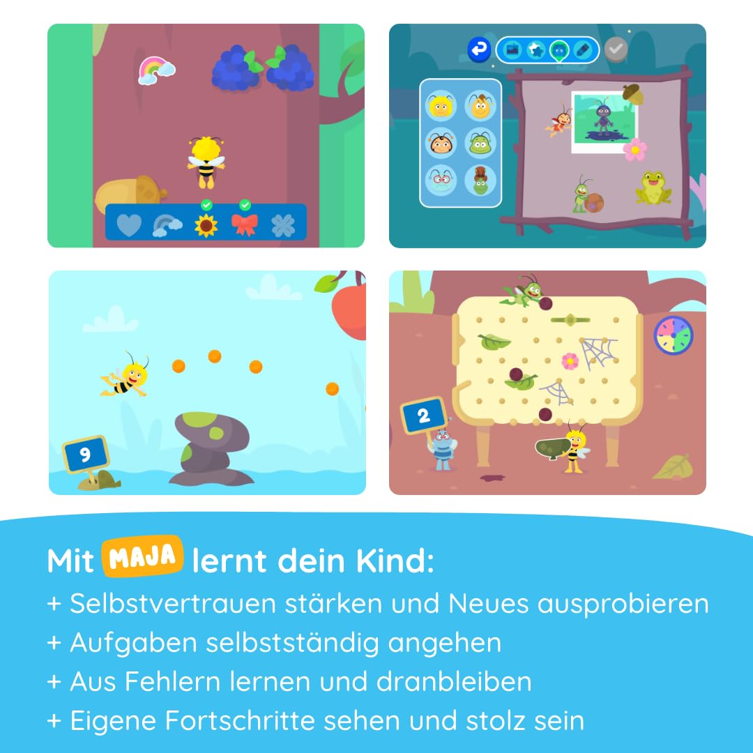 Edurino Figur Die Biene Maja Selbstbewusstsein Stärken mit Maja ab 3 Jahren inkl. App | Innovatives & digitales Lernspiel | Selbstvertrauen | Durchhaltevermögen | Selbstständigkeit