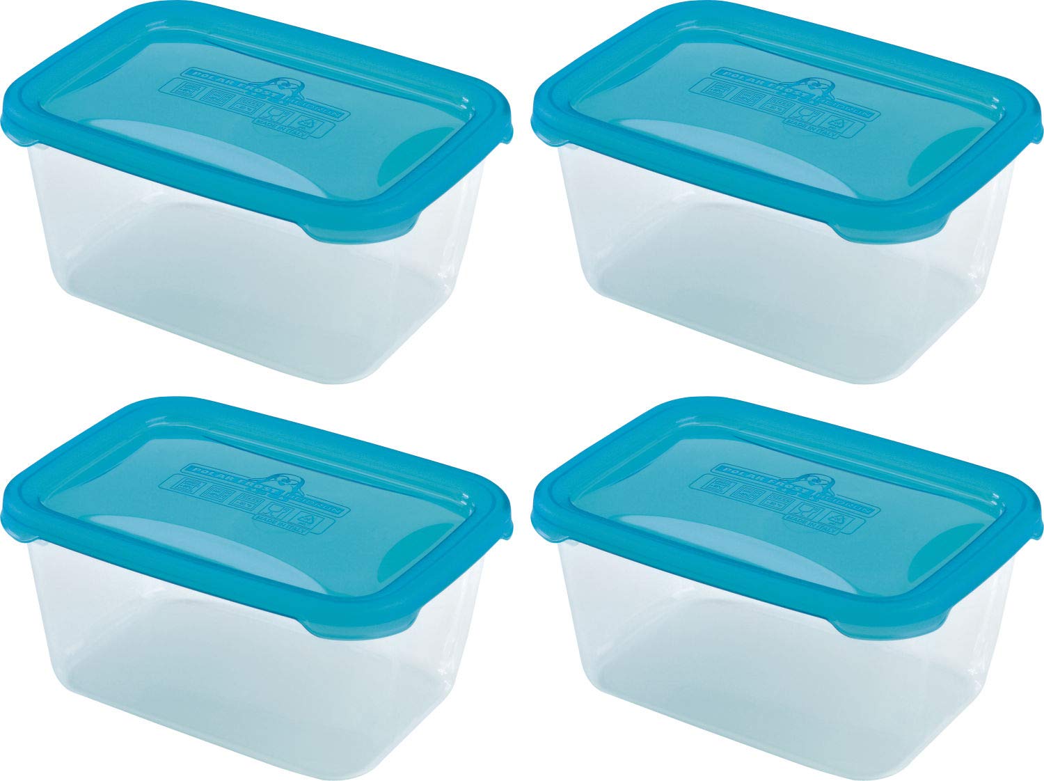 Catergold Clear Food Container 1.7L With Lid Rectangle Bpa Free Catering Grade Plastic Leakproof Microwave Fridge Freezer Dishwasher Safe Stackable & Airtight (4, Rectangular)
