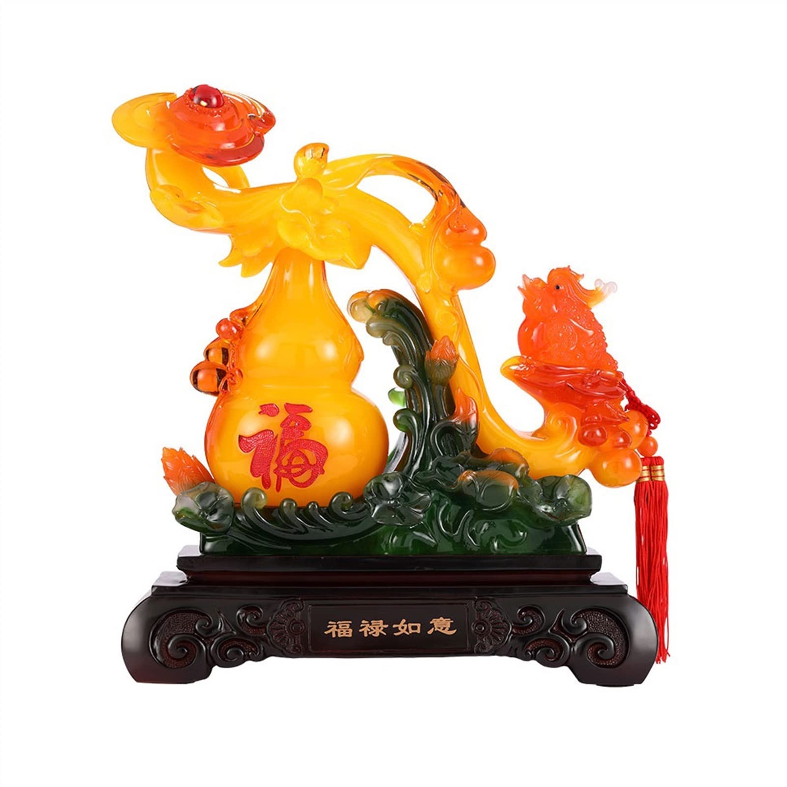Cadeau Artisanat Feng Shui Ruyi et Hulu statuette richesse et chance