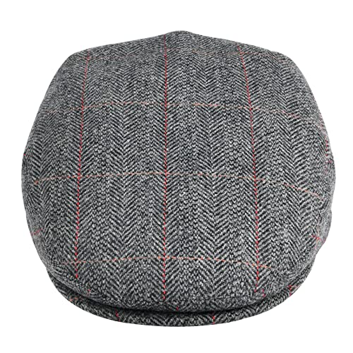 Image of VOBOOM Men's Herringbone Flat Ivy Newsboy Hat Wool Blend Gatsby Cabbie Cap