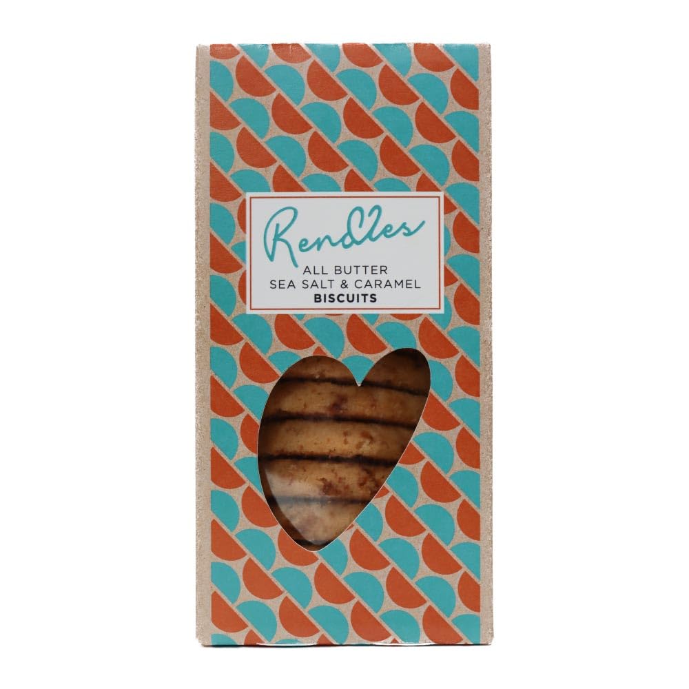 Rendles - All Butter Sea Salt & Caramel Biscuits (150g) - Melt-in-Mouth, Buttery Crumble-crunch Biscuit with Salty Caramel Pieces, Delightful Gift, Ideal for Sharing, Vegetarian, Nut & Palm Oil Free