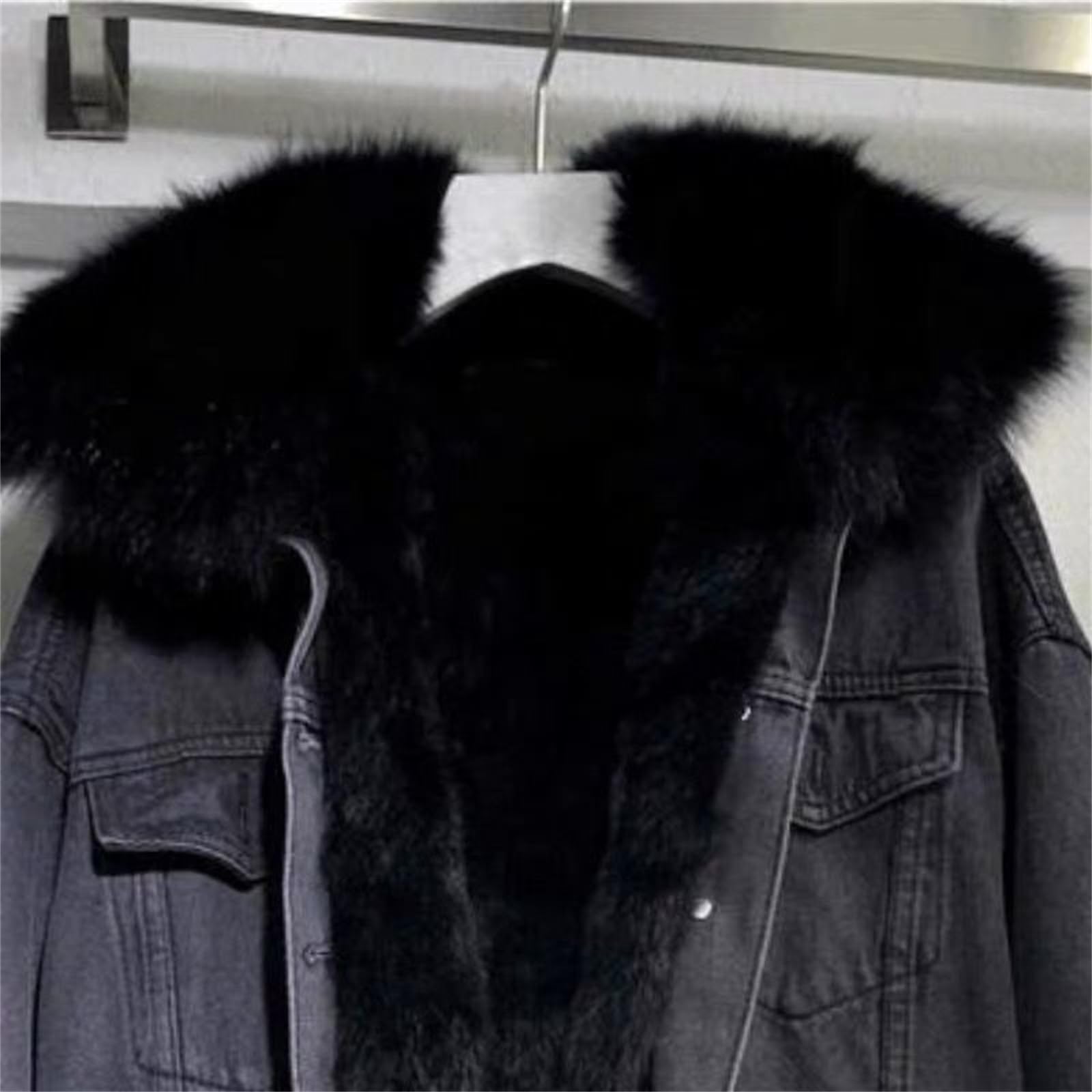 Generisch Abrigos De Invierno Para Mujeres: Chaqueta Vaquera Gruesa, Chaqueta Polar Otoño, Chaqueta Vaquera Con Forro Caliente Con Forro Polar Sherpa